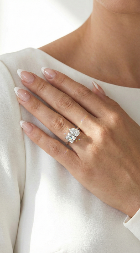 Glowing Luminary Ring, pear cut cubic zirconia in 925 sterling silver, view 7