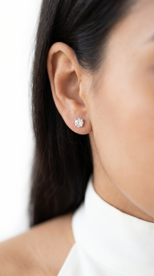 Resplendent Enigma Earrings, round cut cubic zirconia in 925 sterling silver, view 5