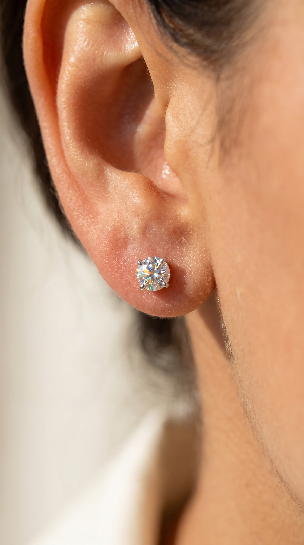 Resplendent Enigma Earrings, round cut cubic zirconia in 925 sterling silver, view 3