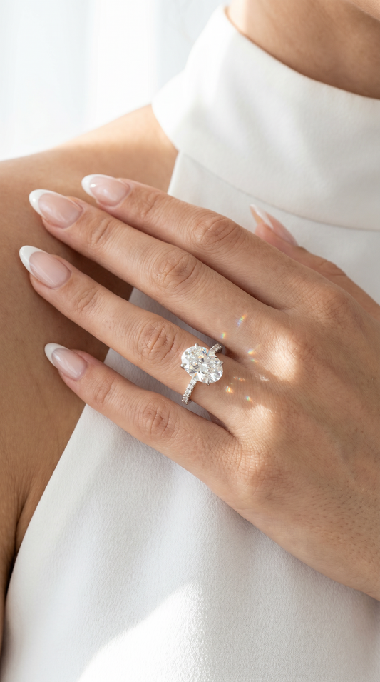 Radiant Glow Ring, oval cut cubic zirconia in 925 sterling silver, view 8