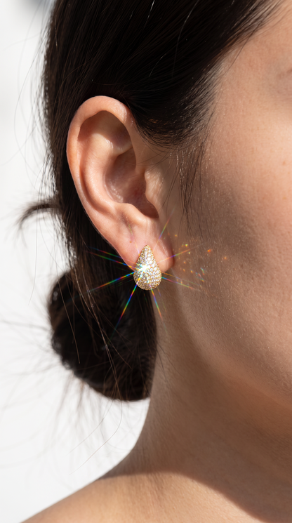 Crystal Teardrop Earrings Gold