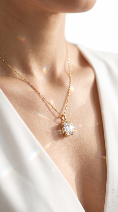 Frosted Prism Necklace Gold