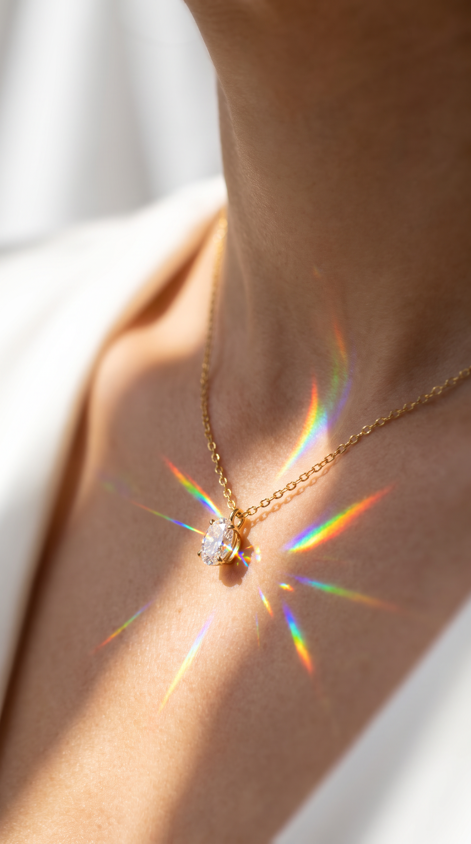 Moonglow Solitaire Necklace Gold
