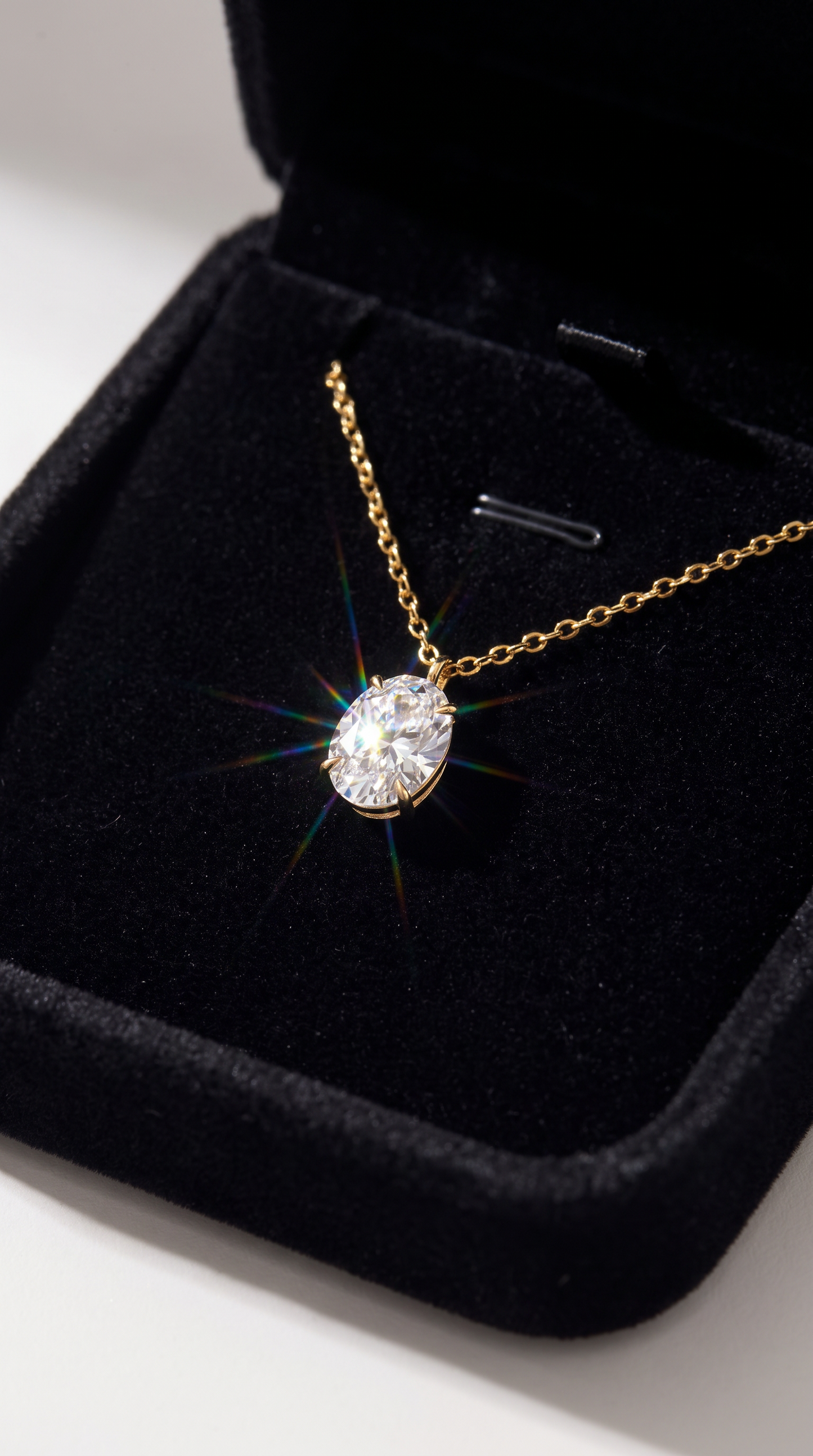 Moonglow Solitaire Necklace Gold